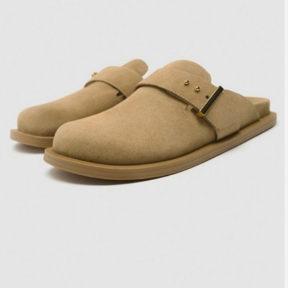 ZARA Clogs With Buckle Size 39 Beige